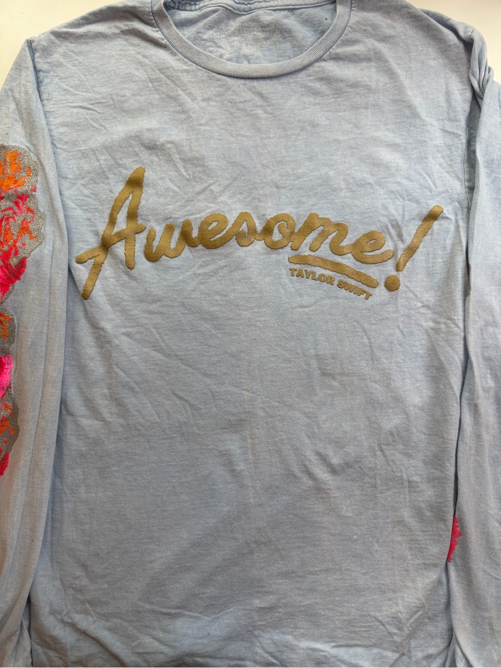 Taylor Swift S “Awesome!" Light Blue Long Sleeve Shirt ‘Me’ ‘Lover’